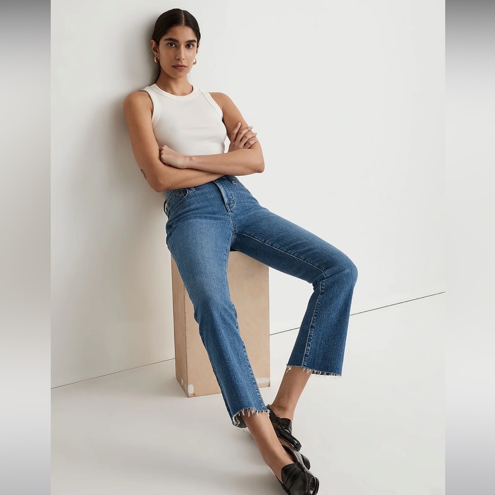 Madewell Kick Out Crop Jeans in Cherryville Wash. Raw Hem Edition